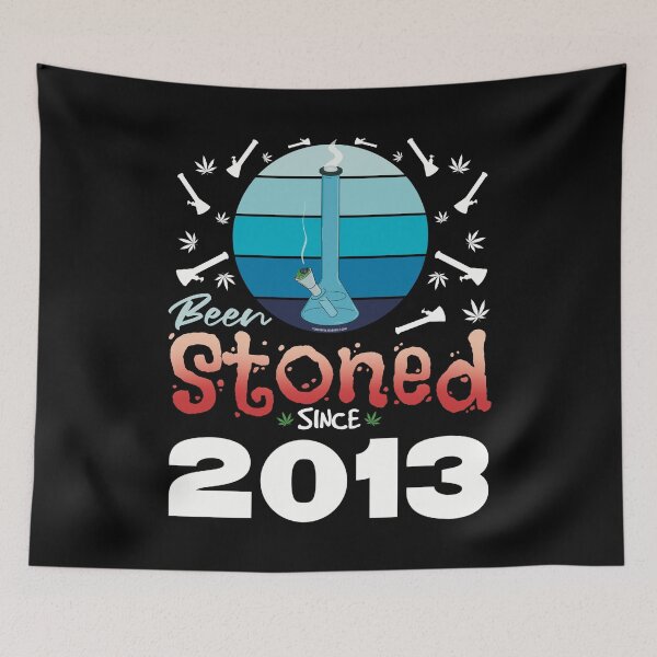 Item preview, Been stoned since 2013 (Blue retro vintage sunset with bong) designed and sold by YomeHayin.
