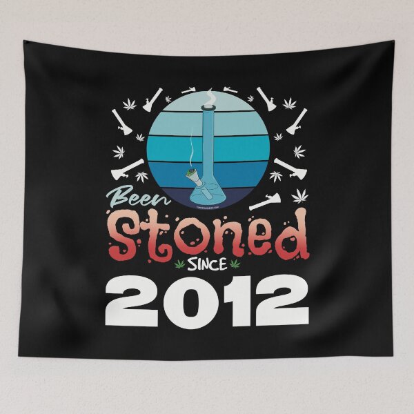 Item preview, Been stoned since 2012 (Blue retro vintage sunset with bong) designed and sold by YomeHayin.