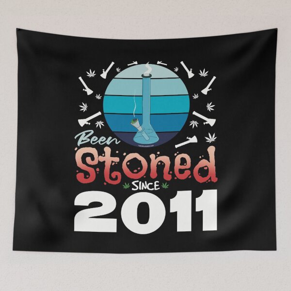 Item preview, Been stoned since 2011 (Blue retro vintage sunset with bong) designed and sold by YomeHayin.