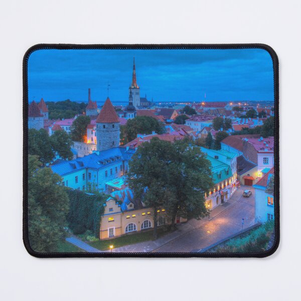 Item preview, View from Toompea of the Lower Town, Old Town with Olai's Church or Oleviste Kirik, and a tower of the city wall, Tallinn, Estonia, Europe designed and sold by Torsten Krüger.