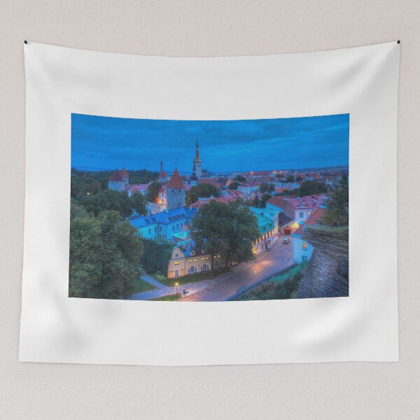 Item preview, View from Toompea of the Lower Town, Old Town with Olai's Church or Oleviste Kirik, and a tower of the city wall, Tallinn, Estonia, Europe designed and sold by Torsten  Krüger.