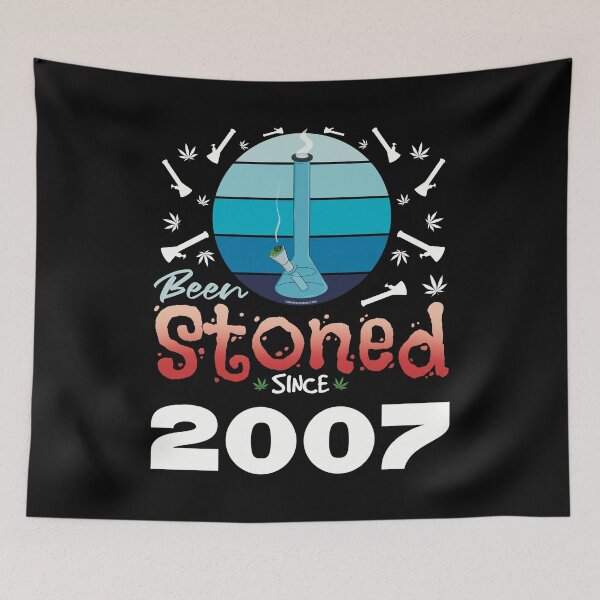 Item preview, Been stoned since 2007 (Blue retro vintage sunset with bong) designed and sold by YomeHayin.