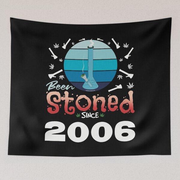 Item preview, Been stoned since 2006 (Blue retro vintage sunset with bong) designed and sold by YomeHayin.