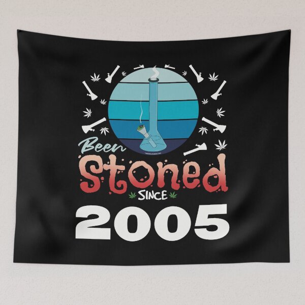 Item preview, Been stoned since 2005 (Blue retro vintage sunset with bong) designed and sold by YomeHayin.