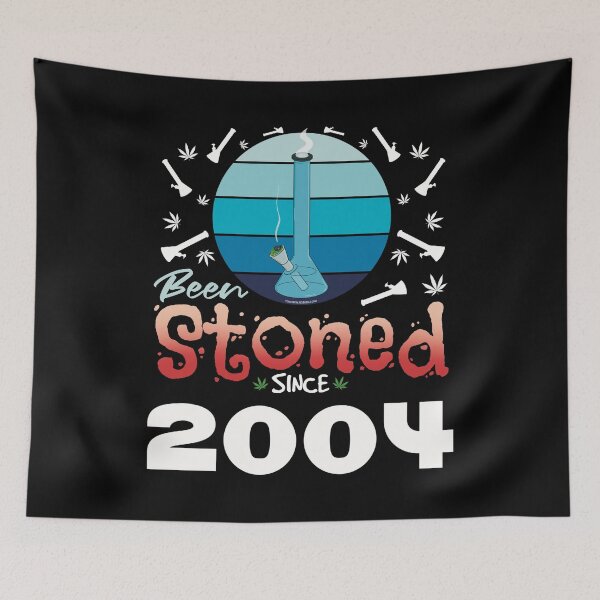 Item preview, Been stoned since 2004 (Blue retro vintage sunset with bong) designed and sold by YomeHayin.