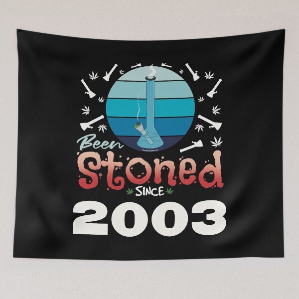 Item preview, Been stoned since 2003 (Blue retro vintage sunset with bong) designed and sold by YomeHayin.
