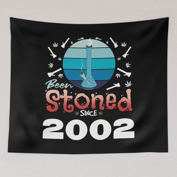 Item preview, Been stoned since 2002 (Blue retro vintage sunset with bong) designed and sold by YomeHayin.