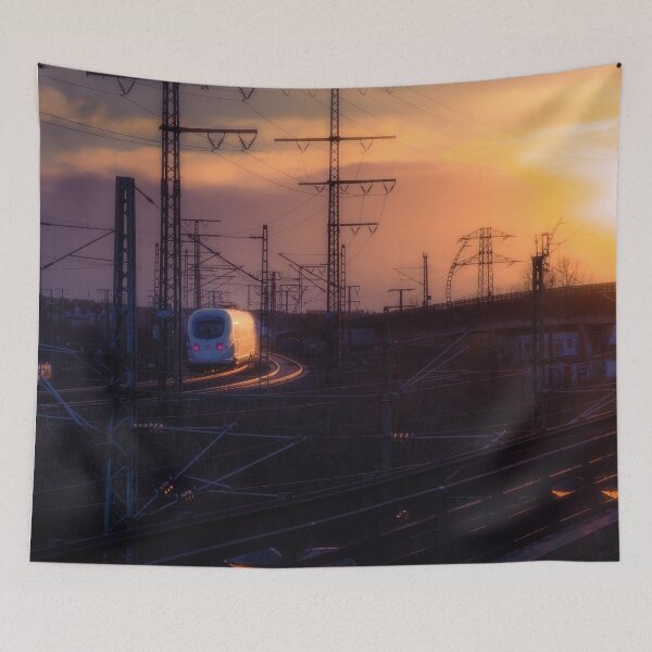 Item preview, Sunset at trainstation in Nuremberg, Germany. designed and sold by CrazyShutter.