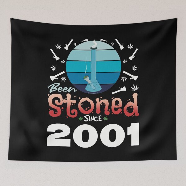 Item preview, Been stoned since 2001 (Blue retro vintage sunset with bong) designed and sold by YomeHayin.