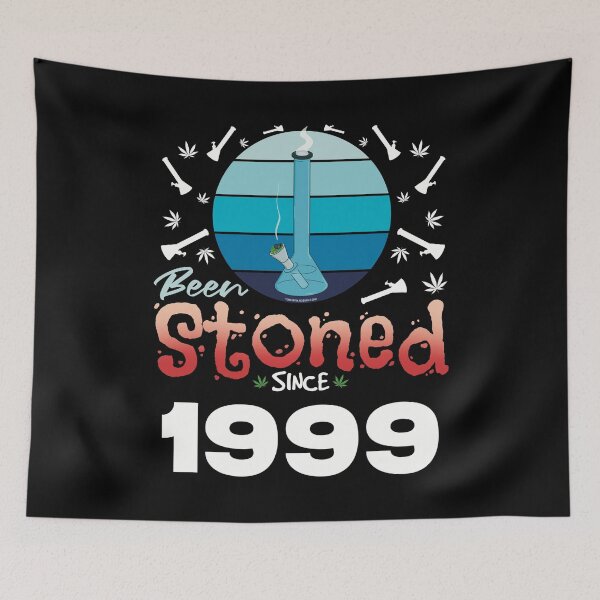 Item preview, Been stoned since 1999 (Blue retro vintage sunset with bong) designed and sold by YomeHayin.
