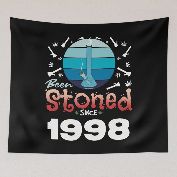 Item preview, Been stoned since 1998 (Blue retro vintage sunset with bong) designed and sold by YomeHayin.