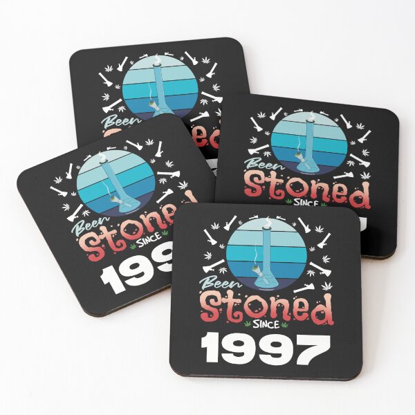 Item preview, Been stoned since 1997 (Blue retro vintage sunset with bong) designed and sold by YomeHayin.