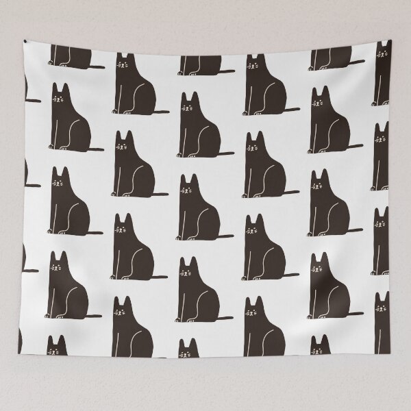Item preview, Black cat animal doodle designed and sold by sirineab.