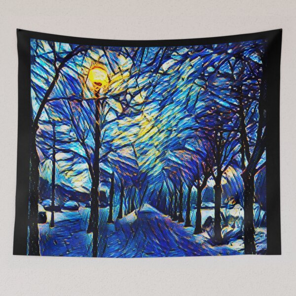 Item preview, Van Gogh Style Snow Trees with Lamp Post designed and sold by Marshmallow-Sky.