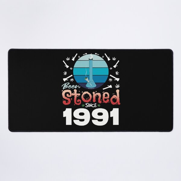 Item preview, Been stoned since 1991 (Blue retro vintage sunset with bong) designed and sold by YomeHayin.