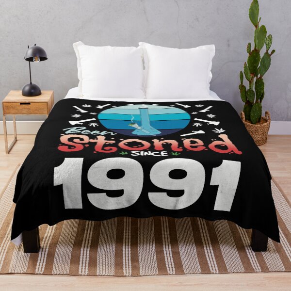 Item preview, Been stoned since 1991 (Blue retro vintage sunset with bong) designed and sold by YomeHayin.