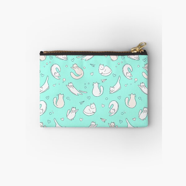 Item preview, Cute Cats Doodle Seamless Pattern with a Mint Blue Background designed and sold by quinellie.
