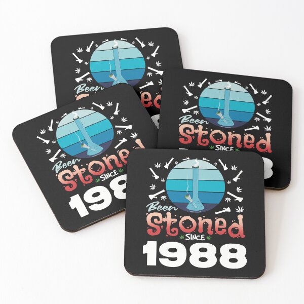 Item preview, Been stoned since 1988 (Blue retro vintage sunset with bong) designed and sold by YomeHayin.