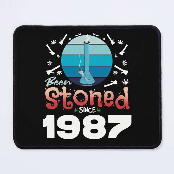 Item preview, Been stoned since 1987 (Blue retro vintage sunset with bong) designed and sold by YomeHayin.