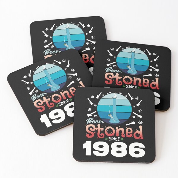 Item preview, Been stoned since 1986 (Blue retro vintage sunset with bong) designed and sold by YomeHayin.