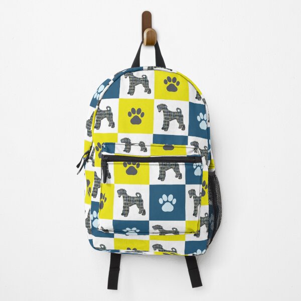Item preview, Airedale Repeating Pattern in Blue & Yellow Grid designed and sold by AMSonArt.