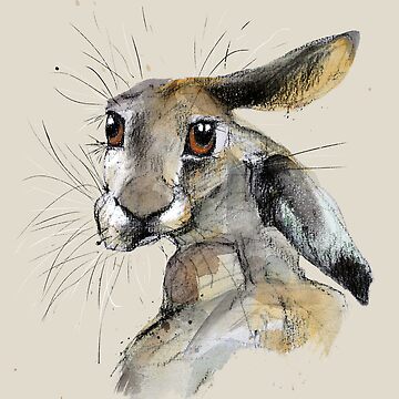 Artwork thumbnail, Charcoal Hare on a light neutral background - looking back by Luci Power
