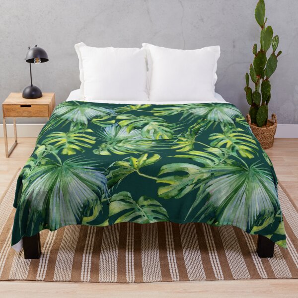 Item preview, Amazonian Green Watercolor Tropical Leaves onTeal designed and sold by meggydesigns.