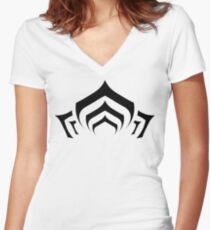 Warframe lotus symbol black Women's Fitted V-Neck T-Shirt
