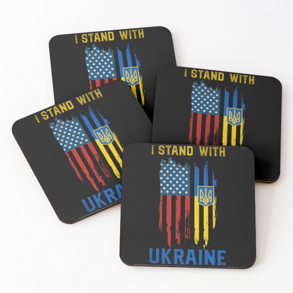 Aperçu de l'œuvre Je suis avec l'Ukraine Drapeau américain ukrainien Vintage créée et vendue par RosannaArt.