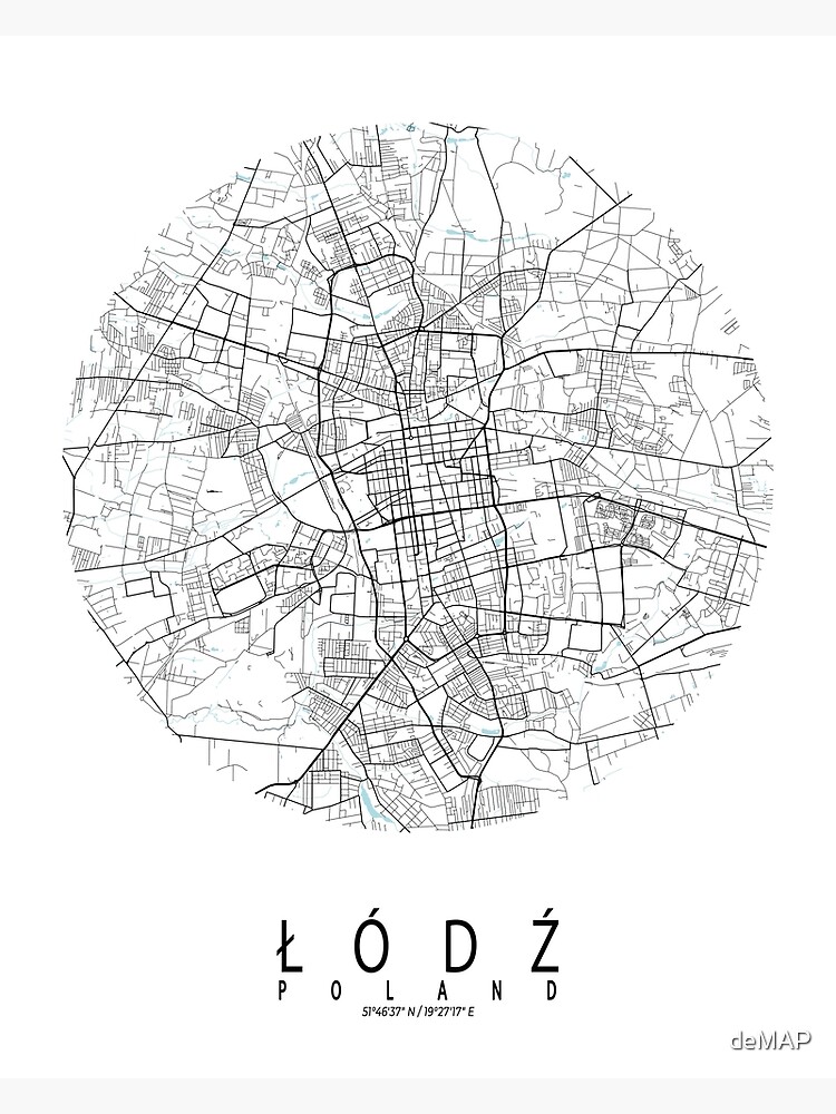 Lodz City Map Of Poland Circle Poster For Sale By DeMAP Redbubble   Flat,750x,075,f Pad,750x1000,f8f8f8 