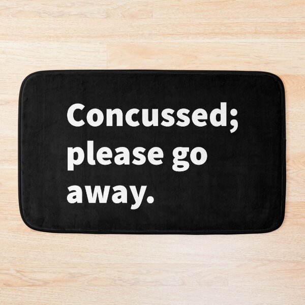 Item preview, Concussed; please go away, funny, TBI, sarcastic concussion & brain injury awareness month design on a black T-shirt & sticker. designed and sold by PlainCrankyT.