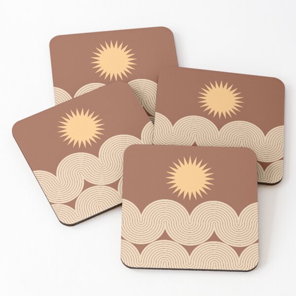 Item preview,  Mid Century Modern Geometric 150 Sun Rainbow abstract in Terracotta Beige Yellow designed and sold by nineFlorals.
