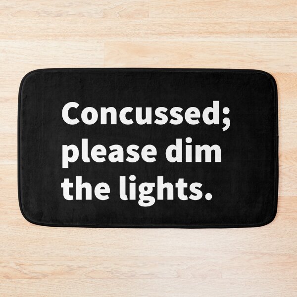 Item preview, Concussed; please dim the lights concussion and TBI  themed text  design for brain injury awareness month  on a black T-shirt and sticker.  designed and sold by PlainCrankyT.