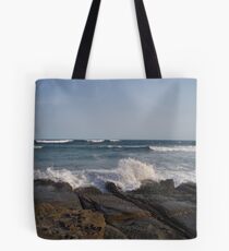 Wave Splash at Rocks Edge Tote Bag