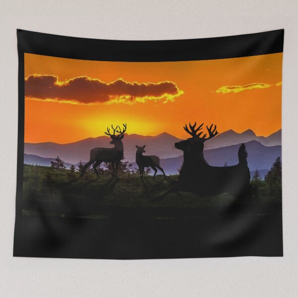 Item preview,  SUNSET SILLOUETTES MOUNTAIN BUCKS designed and sold by THE AMERICAN TEEVANGELIST.