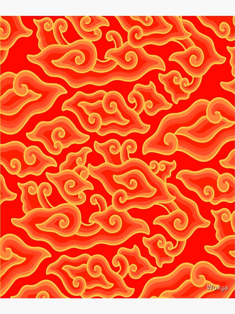 Megamendung Batik Clouds Red" Poster for Sale by Wuxya Redbubble
