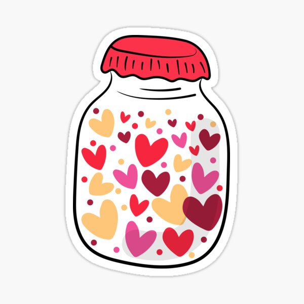 Sweet love mason jar │ Light bulb full of hearts │ Jar of lovely hearts │mason  jar with love hearts │cute mason jar with lovely hearts Sticker for Sale  by Smartmerch99