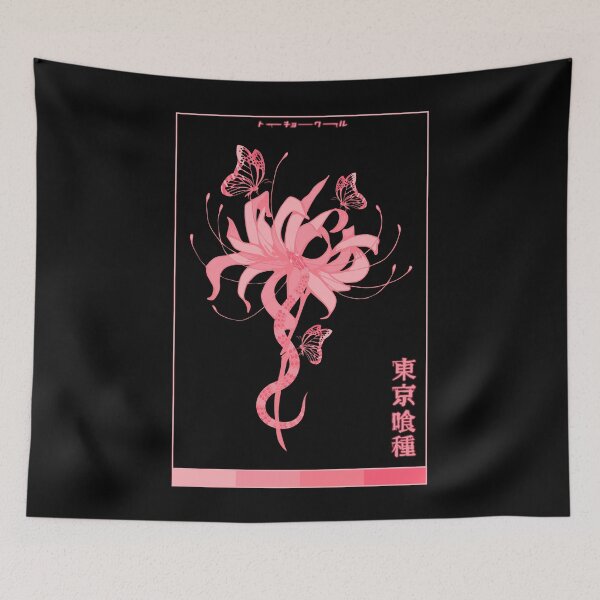 Item preview, Red Spider Lily Pink Snake & Butterflies designed and sold by THEMADBRUSH.