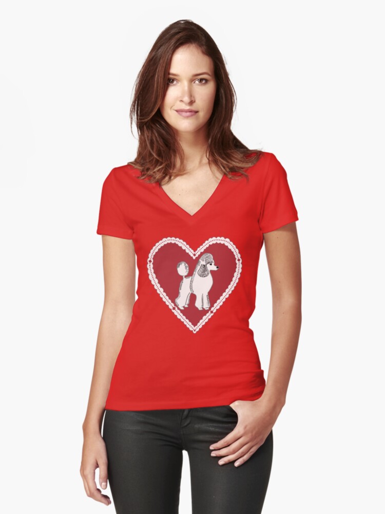 Download "Poodle Love" Women's Fitted V-Neck T-Shirt by ...