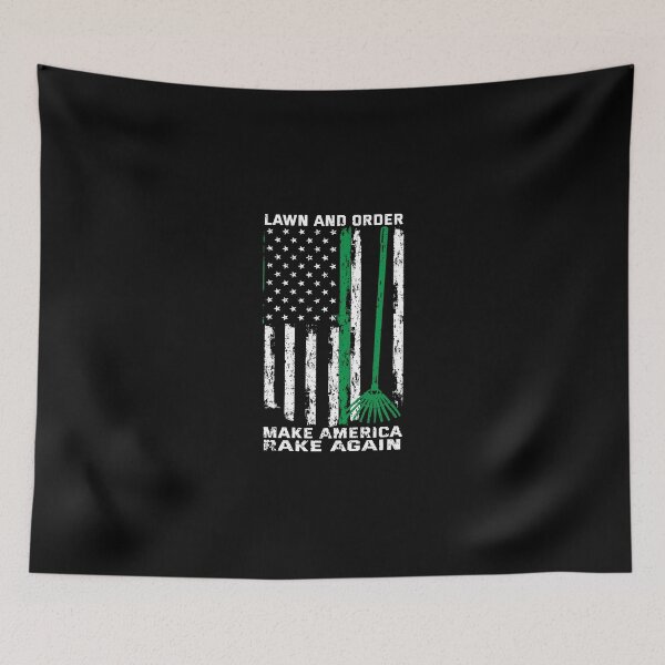 Item preview, Lawn And Order Make America Rake Again Vintage American Flag designed and sold by celestekey.
