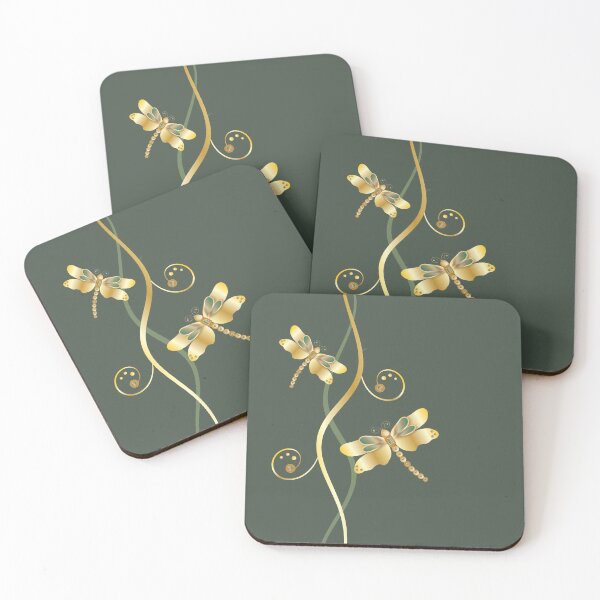 Item preview, Gold Dragonfly Green designed and sold by ChantalDesign.