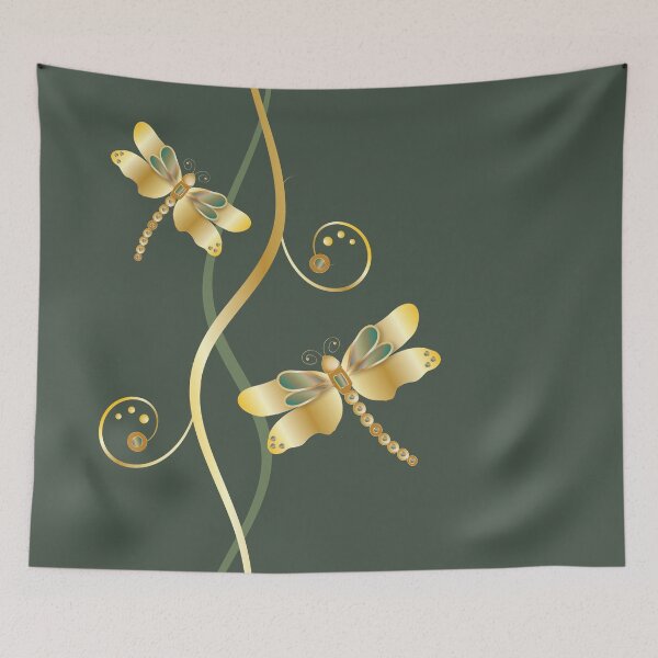 Item preview, Gold Dragonfly Green designed and sold by ChantalDesign.