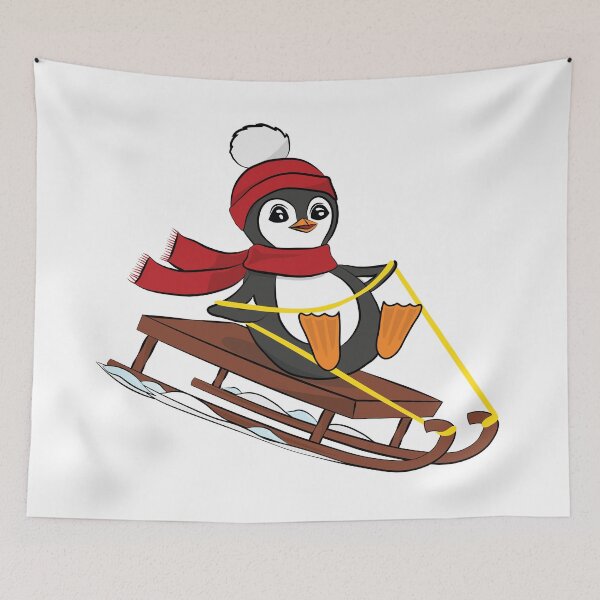 Item preview, Snow Sledding Penguin - Cute Animals Funny Winter designed and sold by TheInkElephant.