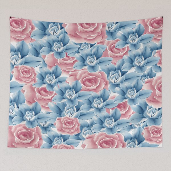 Item preview, blue and pink flowers designed and sold by grickodd.