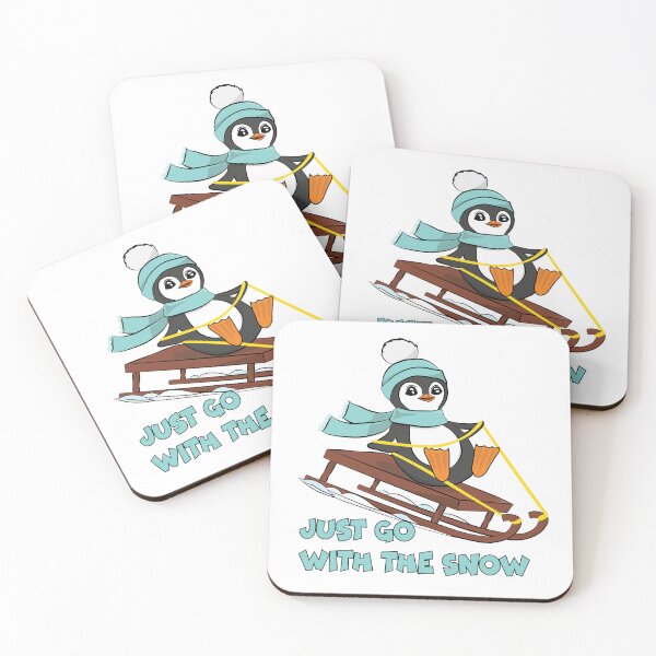 Item preview, Go With The Snow Sledding Penguin - Cute Animals Funny Winter designed and sold by TheInkElephant.