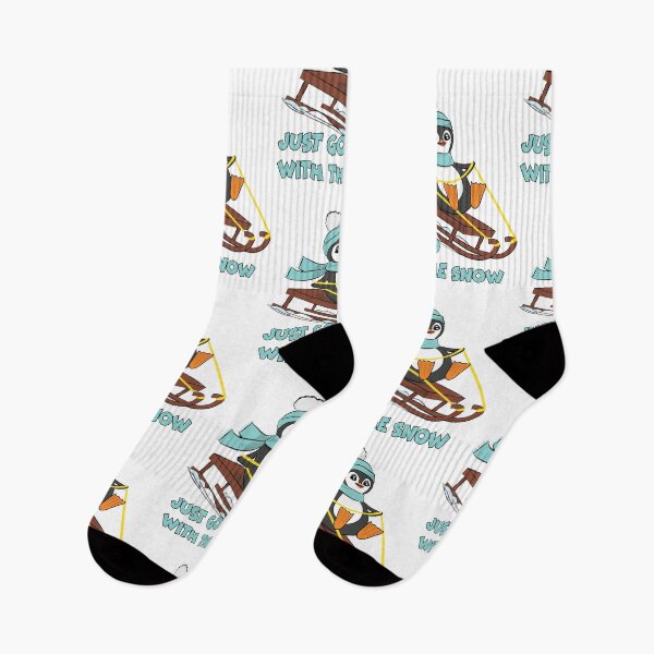 Item preview, Go With The Snow Sledding Penguin - Cute Animals Funny Winter designed and sold by TheInkElephant.