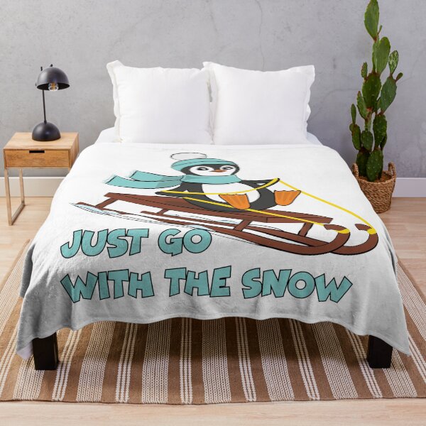 Item preview, Go With The Snow Sledding Penguin - Cute Animals Funny Winter designed and sold by TheInkElephant.