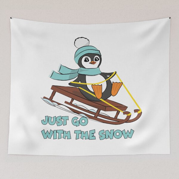 Item preview, Go With The Snow Sledding Penguin - Cute Animals Funny Winter designed and sold by TheInkElephant.