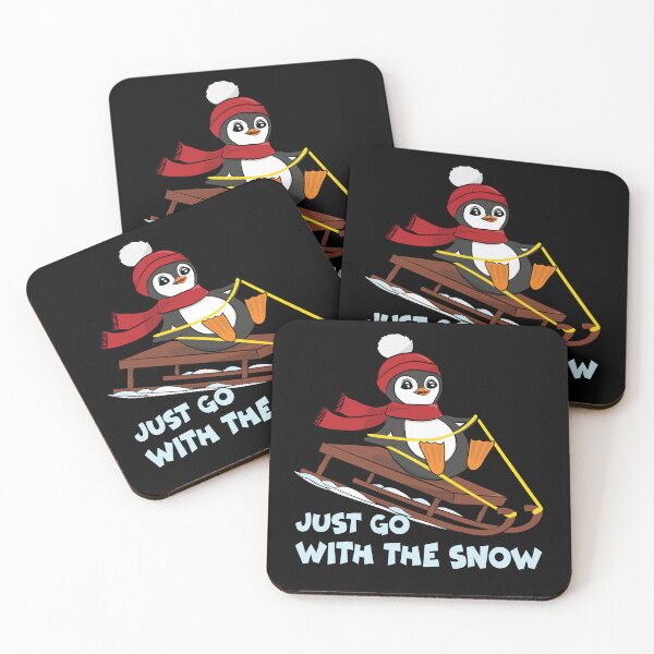 Item preview, Go With The Snow Sledding Penguin - Cute Animals Funny Winter designed and sold by TheInkElephant.