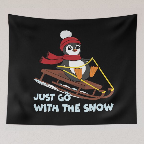 Item preview, Go With The Snow Sledding Penguin - Cute Animals Funny Winter designed and sold by TheInkElephant.